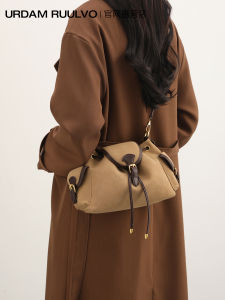 UR Suede Multi-Pocket Drawstring Bucket Bag Womens 2025 New Large Capacity Commuter Single Shoulder Crossbody Bag