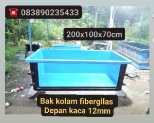Bak kolam ikan fiberglass depan kaca  ukuran 200x100x70cm