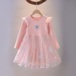 New Princess Dress Girls Dress Long-sleeved For Childrens Party Clothes Elsa Frozen Dress Spring Autumn Kids Dress 2-9Y