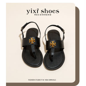 Leather Roman Style Sandals Women Casual Flat Bottom Outdoor Wear Toe Post Studded Slippers Comfortable Large Size Footwear