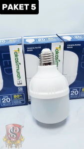 PAKET HEMAT ISI 5 PCS Lampu LED T Bulb 20Watt SNI Cahaya Putih Terang Maksimal E27 Bohlam LED 20 WATT Takasimurah Isi 5 pcs