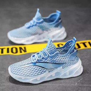 Mens Breathable Summer Thin Mesh Sports Shoes High School Students Hole-Shaped Net Shoes Lightweight Running Shoes