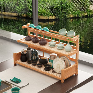 Chinese Style Small Wooden Display Stand for Tea Sets