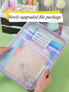 Long Zipper Mesh File Bag Folder Organizer Document Organizer Paper Storage Bag School Office Supplies L-shaped
