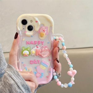 Case Samsung A06 A05 A05S A15 A24 Casing Softcase Silicon Cute Happy Day Tali Lanyard Camera Protection