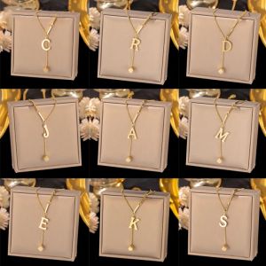 Corinna 18K Gold Plated Stainless Steel Initial Letter Necklaces for Women Accessories Jewelry