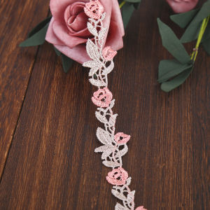 DIY Trimming Crafts Lace Fabric 5 Yards Hot Sale Lace Accessories Fabric High Quality Water Soluble Pink Beige Lace Wholesale