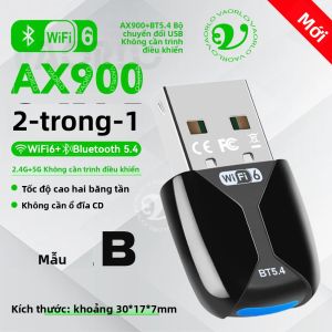 Bộ Thu Phát WiFi6 USB AX900 2 Trong 1 Bluetooth 5.4 Băng Tần Kép 2.4G&5G Tốc Độ 900Mbps Card Mạng Không Dây Mini Cho Windows 10/11