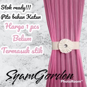 hordeng gorden jendela minimalis tali ikat gorden kupu-kupu polos tinggi 150 cm