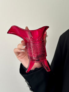 Creative Ancient Chinese Emperor Qin Shi Huang Milk Tea Cup Glass King Cup Three-Legged Antique Imitation Wine Cup Beverageware