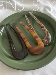 Korean Style U-Shaped Hairpin Ancient Resin Hair Styling Tool French Style Bun Maker Fashionable Hair Accessories