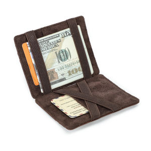 Hiram Genuine Leather Mini Magic Wallets for Men RFID Slim Card Holders Money Clips Coin Purse Ultra Thin Small for Men Gifts Wallets