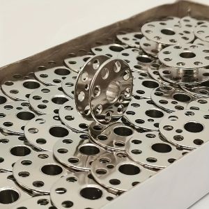 5pcs/Pack #45785 Metal Bobbins For Singer Featherweight 221 & 301 - Silver Gray Replacement Spools