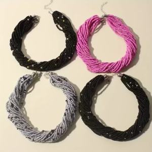 1PC Bohemian fashion handmade beaded multi-layer beaded womens necklaces seaside vacation jewelry wedding party gifts