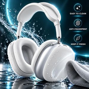 For AirPods Max 1st 2nd Gen Silicone Cover Set 4 Pieces Headband and Ear Cup Protection Transparent White Black Plum