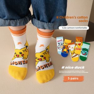 Childrens Socks Childrens Socks Boy Pikachu Spring and Autumn Pure Cotton Cartoon Tube Socks Children Child and Baby Autumn Childrens Socks