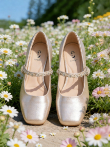 Josiny | Mary Jane Style French High Heels Summer Wedding Shoes Coarse Heel Crystal