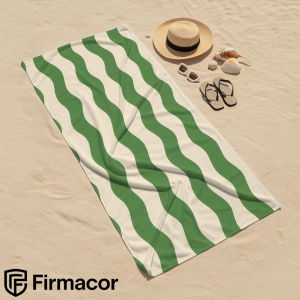 Beast Kingdom | Green Wavy Stripe Cartoon Anime Beach Towel Microfiber Quick Dry Super Absorbent Soft Bath Towel for Kids Adults Travel
