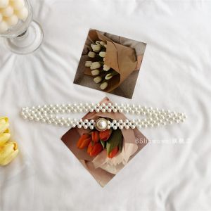 Elastic Pearl Waist Belt Womens Korean Style Decorative High-End Sensation Waist Chain Shirt Dress Combination Elastic Belt