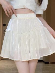 Dễ Thương Ve Áo Cao Vòng Eo Váy Ngắn Vải Voan Nửa Chiều Dài Váy S Bán Thanh Lý Ổ Cắm Thương Hiệu Thẻ Cắt Nếp Gấp Phát Sáng