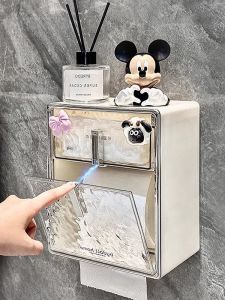 Double Layer Toilet Paper Holder Wall Mounted Bathroom Tissue Box No Drilling Required Toilet Paper Storage Rack Roll Paper Holder