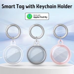 Smart Tracker Key Finder with Case and Keychain Smart Tag Item Finders Bluetooth GPS Tracker with Sound Works with Find My (iOS Only) Replaceable Battery Tracking Tag for Keys Wallet Backpack Bicycle and Luggage