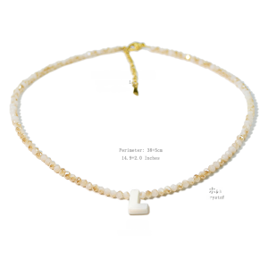 Trendy Crystal Letter Necklace for Women Shell Charm Layered Choker Pearl Drop Fashion Jewelry Simiry Brand