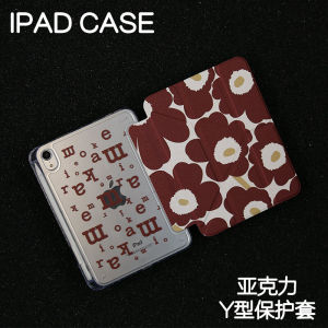 Red Flower Y-Shaped Acrylic iPad Case Hard Shell Protection for iPad 8/9 Air4/5/6 Pro11/10.9 Mini6/7 Tablet Cover with Pen Slot