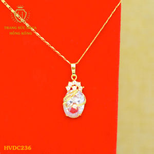 Dây Chuyền Nữ Vòng Cổ Mặt Đính Đá Titan Xi Mạ Vàng Non 18k 24k Cao Cấp (Không Bị Xỉn Đen) - Trang Sức Hava Hong Kong