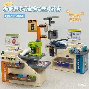 Electric Doctors Desk Cashier Counter Toy with Light Heart Electrocardiogram Needle Injection Medicine Car Role Play Toys for Children