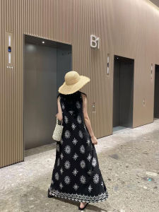 YUFUQING | French Vintage Holiday Style Floral Print Strapless Loose Womens Dress Elegant Casual High Waist A-Line Long Skirt Summer