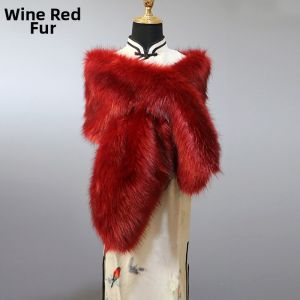Deanbarry | Fox Fur Imitation Cape For Autumn and Winter Wedding Bridal Outfits
