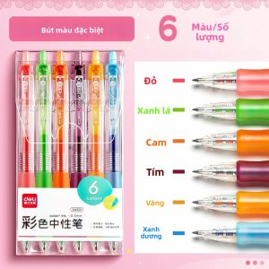 deli | Bộ Bút Gel Màu Deli 6 Cây/hộp Ngòi 0.5mm Dành Cho Học Sinh Văn Phòng Mực Trung Tính Bút Gel Nhấn