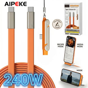 AIPEKE 240W Type-C Mobile phone holder 2-in-1 Foldable stand charger usb c cable Bracket For IPhone 17 And Type C Devices Gaming