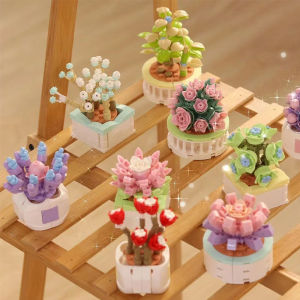 2-3 days delivery Flowers Potted Plant Summer Flowers Building Blocks Toys for Girlfriends Valentines Day Gift Home Collection