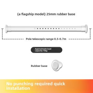 Clothing Rod Curtain Rod Punch-Free Installation Telescopic Rod Single Rod Bedroom Roman Rod Balcony Clothes Rack Wardrobe Jackstay