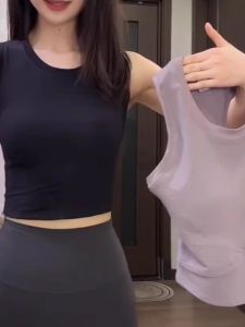 เสื้อกั๊กโยคะเซ็กซี่แบบมีแผ่นรองด้านหลังทรง I ระบายอากาศได้ดี แห้งเร็ว สำหรับผู้หญิงในฤดูร้อน ชุดกีฬาฟิตเนส