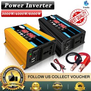 【Upgrade】Solar Power Inverter 12V to 220V/110V Original DC to AC 3000/4000W6000W Peak Power DC 12V to AC 220V Converter Car Power Charger Inverter with Dual USB Port Display Screen Inverter High Frequency