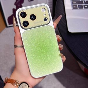 Gradient Color Glitter Glass Camera Lens Protection Phone Case For iPhone 17 16 PM 15 14 13 12 Pro Max Girls Cute Bumper Cover