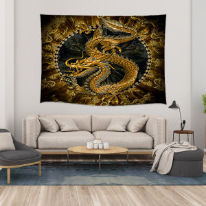 VIKAMA Rồng Xanh Mandala Tấm Thảm Treo Tường Thần Thoại Châu Á Động Vật Giả Tưởng Dân Tộc Trang Trí Nhà Kawaii Mềm Mại Bền Đẹp Ấm Cúng Polyester Nghệ Thuật Treo