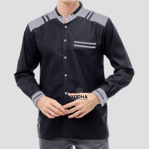 YODHAMUSLIM BAJU KOKO PRIA PANJANG KATUN KEMEJA KOKO SHANGHAI COKSU HITAM SERAGAM SANTRI