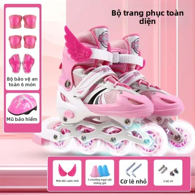 Giày Trượt Đế Thẳng Điều Chỉnh Được cho Trẻ Em Mới Bắt Đầu
