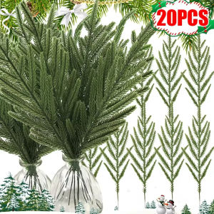 \ud83c\udf84Ready Stock\ud83c\udf8420PCS Christmas Artificial Pine Needles Branch Xmas Tree Wreath Green Plant Pine Branches DIY Wedding Fake Bouquet Home Decor