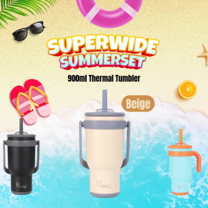 La gourmet Superwide Thermal 0.54L Mug & 0.9L Tumbler Double Walled Vacuum Stainless Steel 304 Removeable Silicone Straw Summerset Shield Pro Thermalware