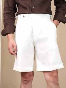 Summer Naples Style High Waist Casual 100% Linen Short Pants