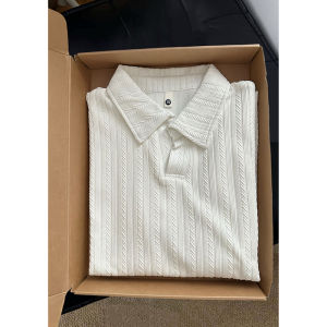 Áo Thun Polo Cổ Chữ V Dệt Kim Tay Ngắn Mùa Hè Cho Nam Áo Thun Cổ Điển Áo Sơ Mi Lót Bên Trong Áo Thun Dệt Kim Cổ Điển