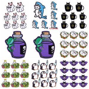 10PCS Wholesale Funny Frog Applique Embroidery Patch On Clothes Cute Animals Iron On Patches For Clothing Thermoadhesive Patches