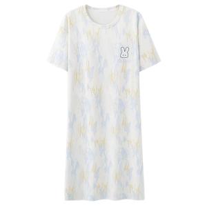 Váy ngủ nữ MiiOW làm bằng vải cotton tay ngắn kiểu đơn giản mặc ở nhà