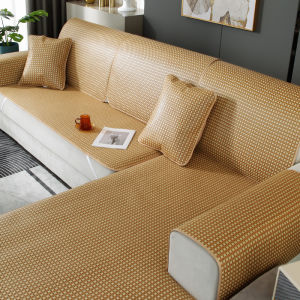 Dual-sided Reed Sofa Cooling Pad Linen Houndstooth