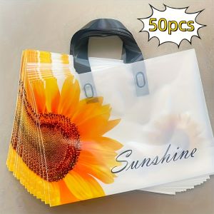 50/20pcs Sunflower Pattern Gift Bag Party Birthday Wedding Gift Bag Clothing Handbag Christmas Halloween Party Gifts